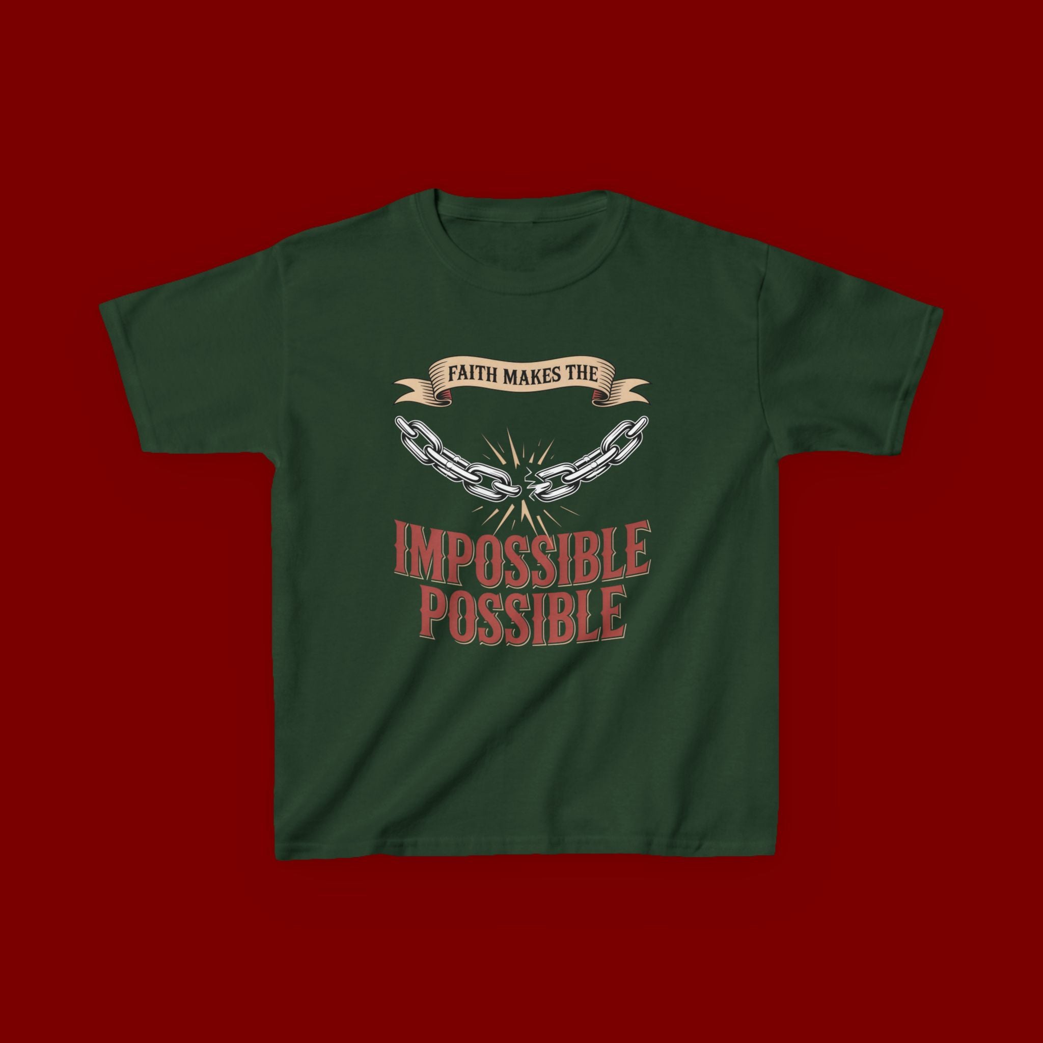 Kids Tee — "Faith Makes the Impossible Possible" Inspirational Graphic