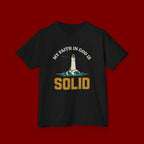 Kids T-Shirt — “My Faith in God is Solid” Lighthouse Christian Tee