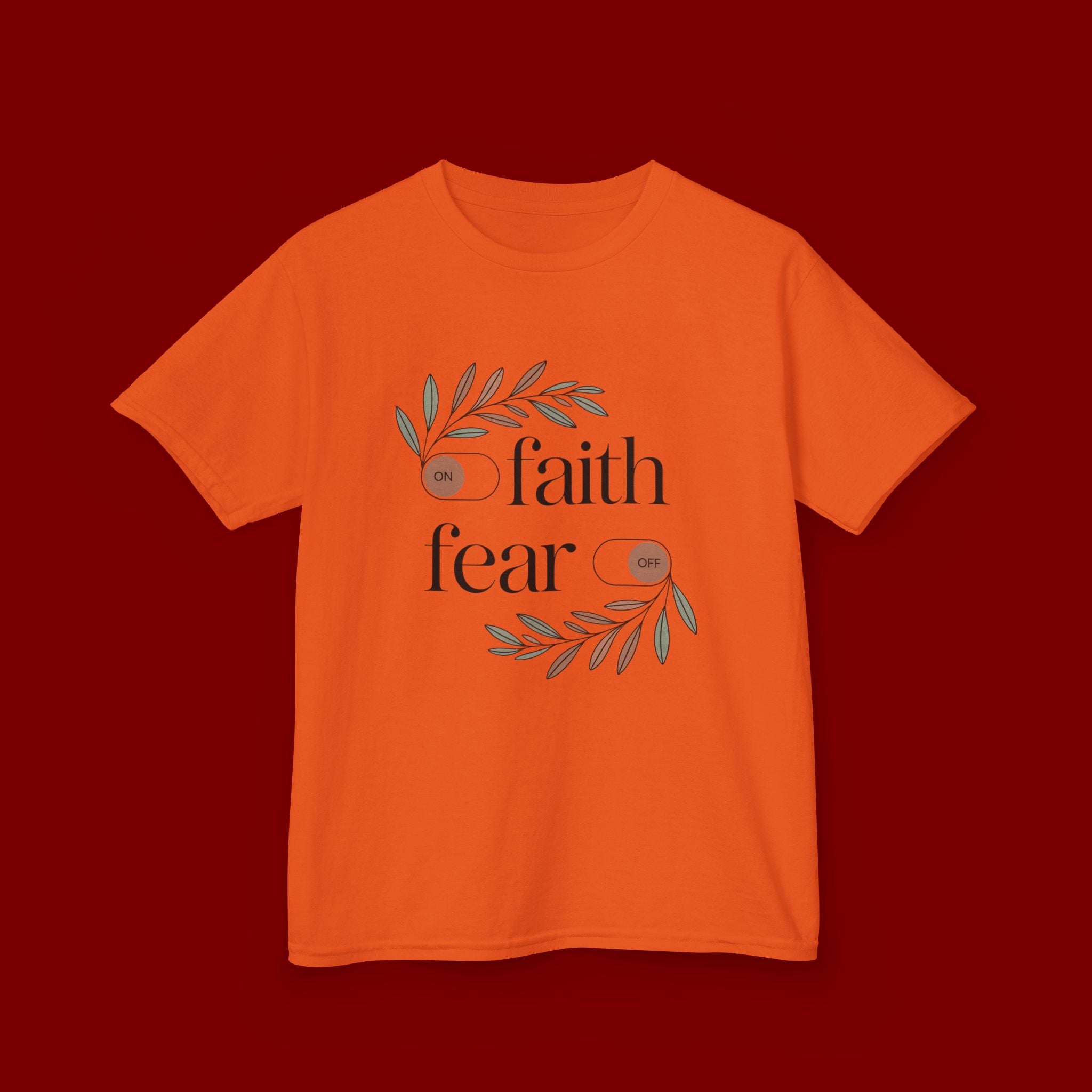 Faith Over Fear Kids T‑Shirt — Floral Inspirational Tee for Boys & Girls