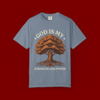 God Is My Strength Tree T-Shirt — Faith-Based Inspirational Tee