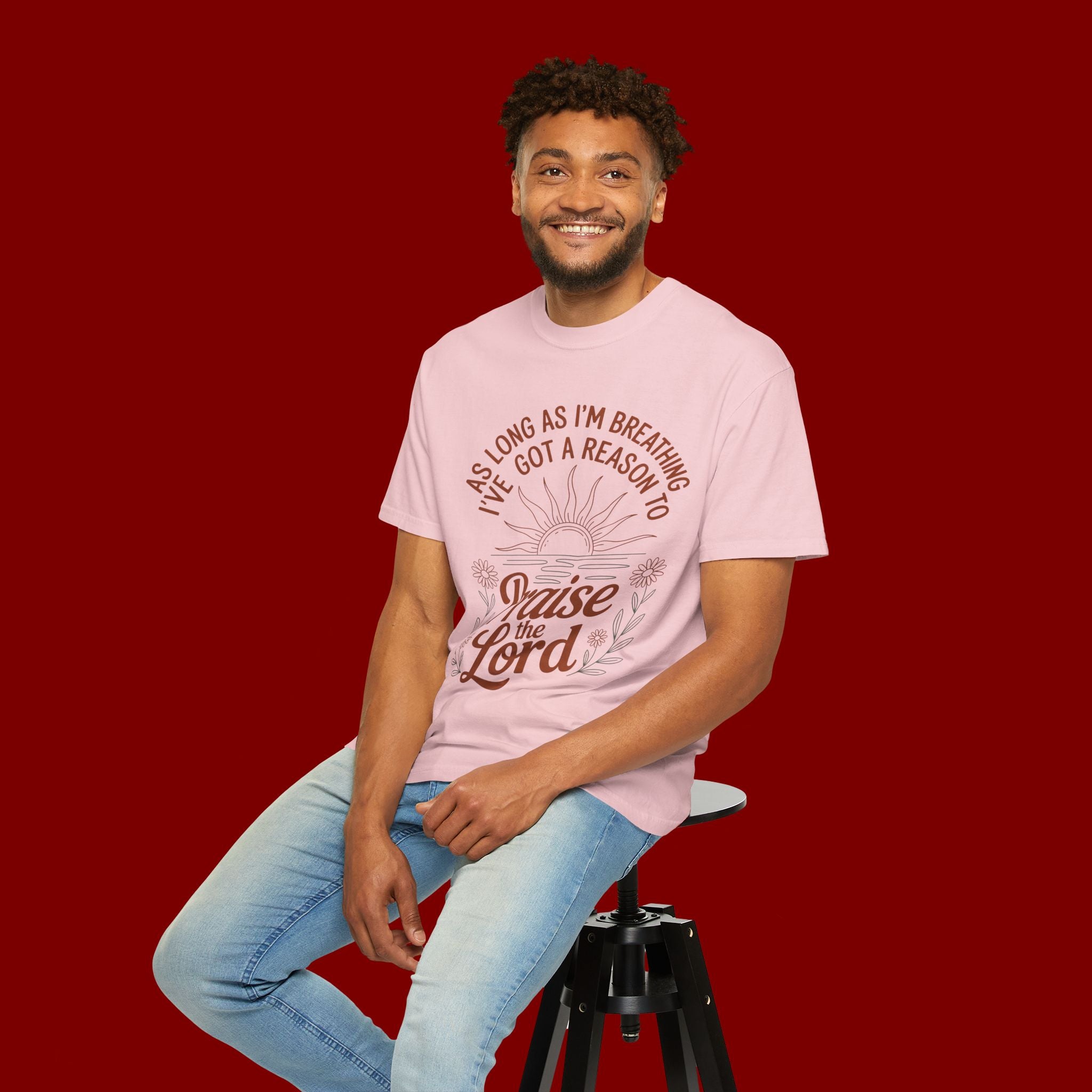 Praise the Lord T-Shirt — Christian Faith Tee with 'As Long As I'm Breathing I've Got a Reason to Praise the Lord' Design
