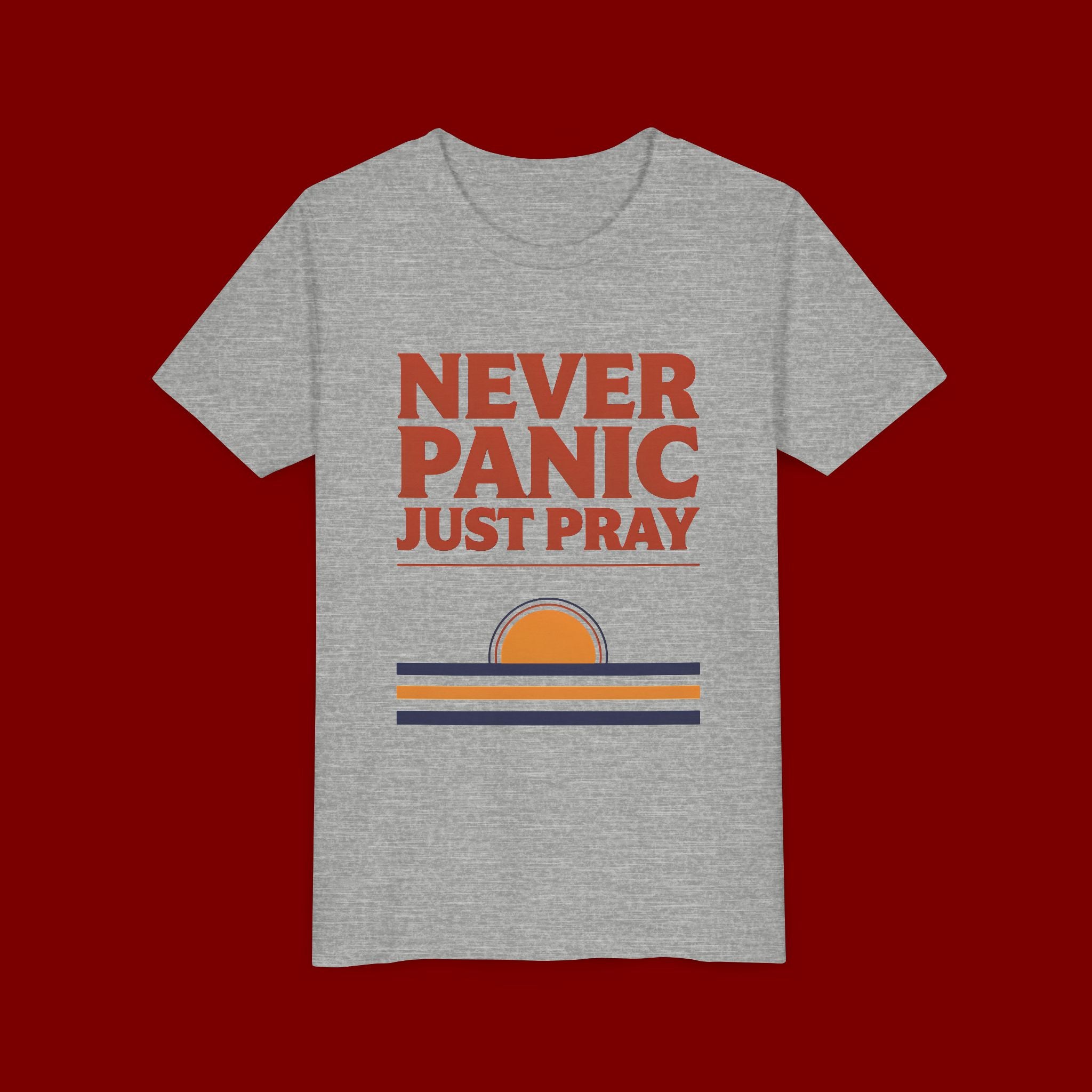 Youth Tee — "Never Panic Just Pray" Retro Sunset Kids T-Shirt