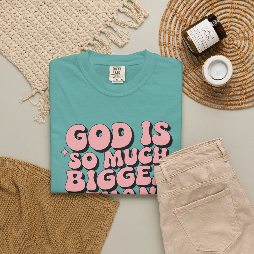 God Is So Much Bigger Tee — Retro Faith Graphic T-Shirt
