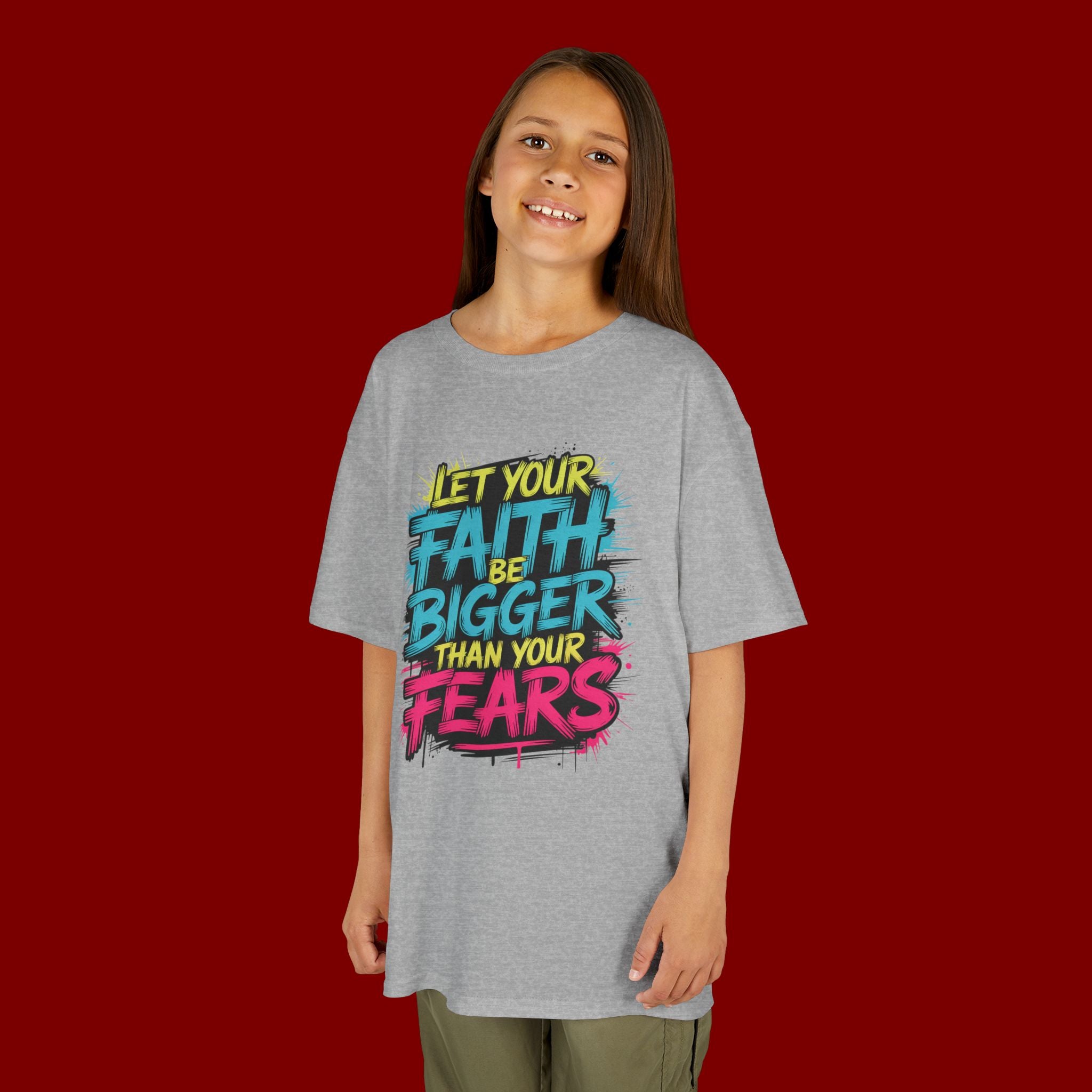 Kids Tee — "Let Your Faith Be Bigger Than Your Fears" Inspirational Graphic