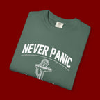 T-Shirt — "Never Panic Just Pray" Anchor Christian Faith Tee
