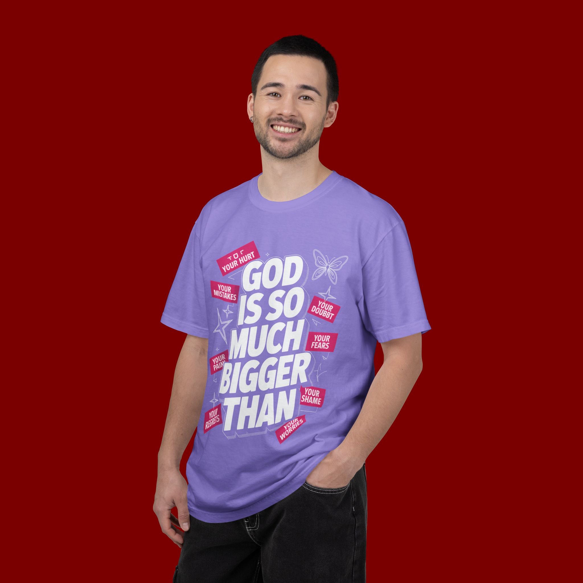 God Is So Much Bigger Than T-Shirt — Inspirational Christian Faith Graphic Tee