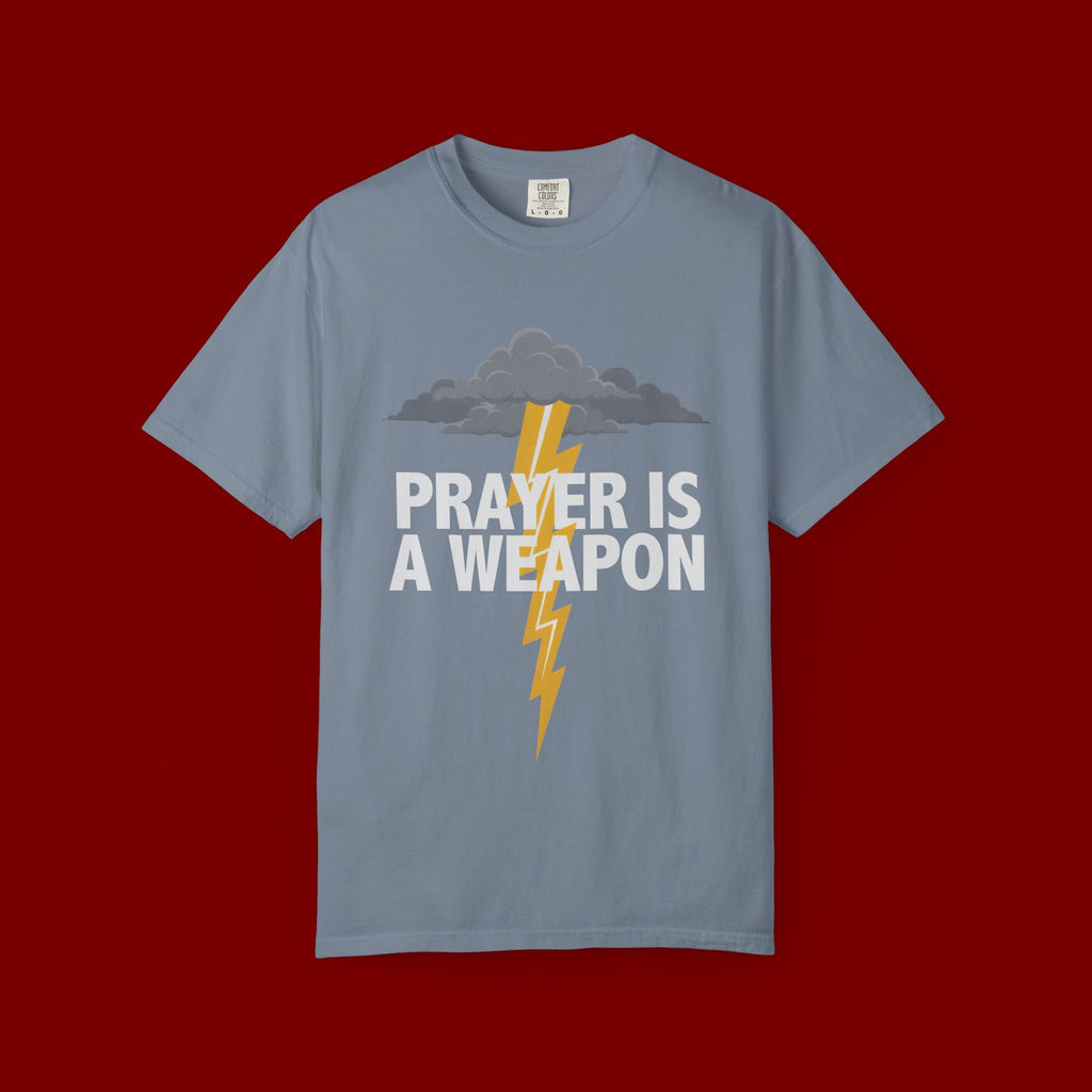 Prayer Is a Weapon T-Shirt — Christian Faith Lightning Graphic Tee