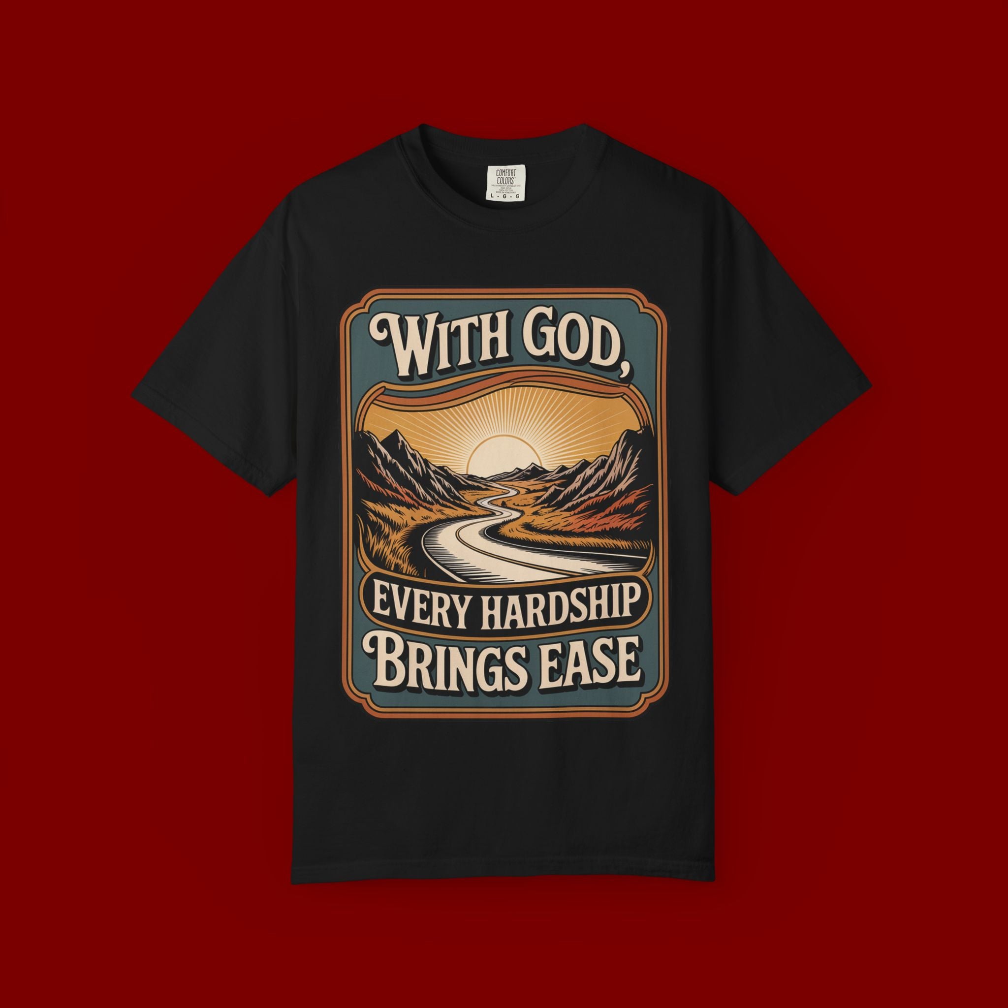 Inspirational Graphic T-Shirt — "With God, Every Hardship Brings Ease"