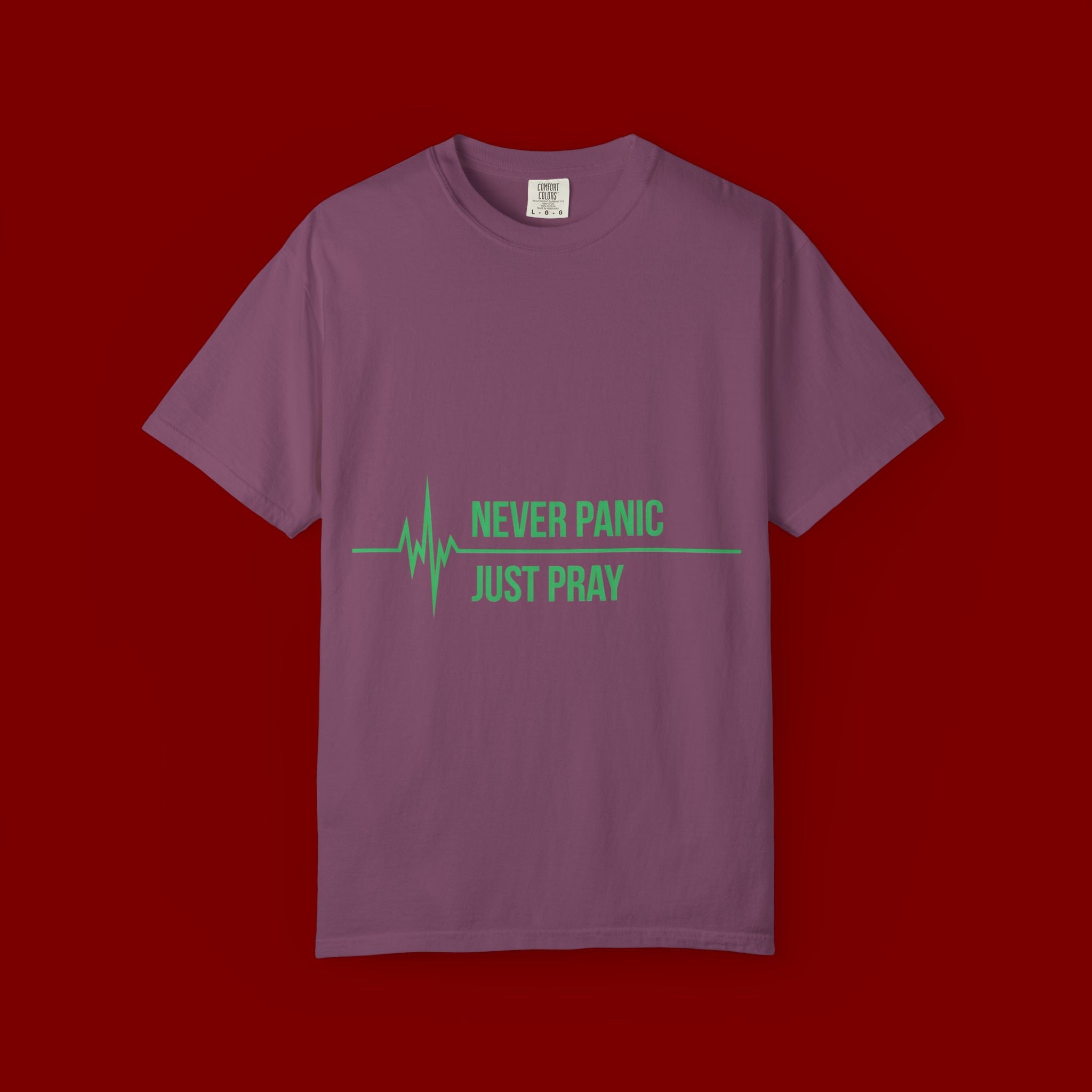 Prayer Tee — "Never Panic Just Pray" Graphic T-Shirt