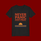 Youth Tee — "Never Panic Just Pray" Retro Sunset Kids T-Shirt
