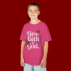 Kids Tee — "Have Faith in God" Floral Christian Youth T‑Shirt