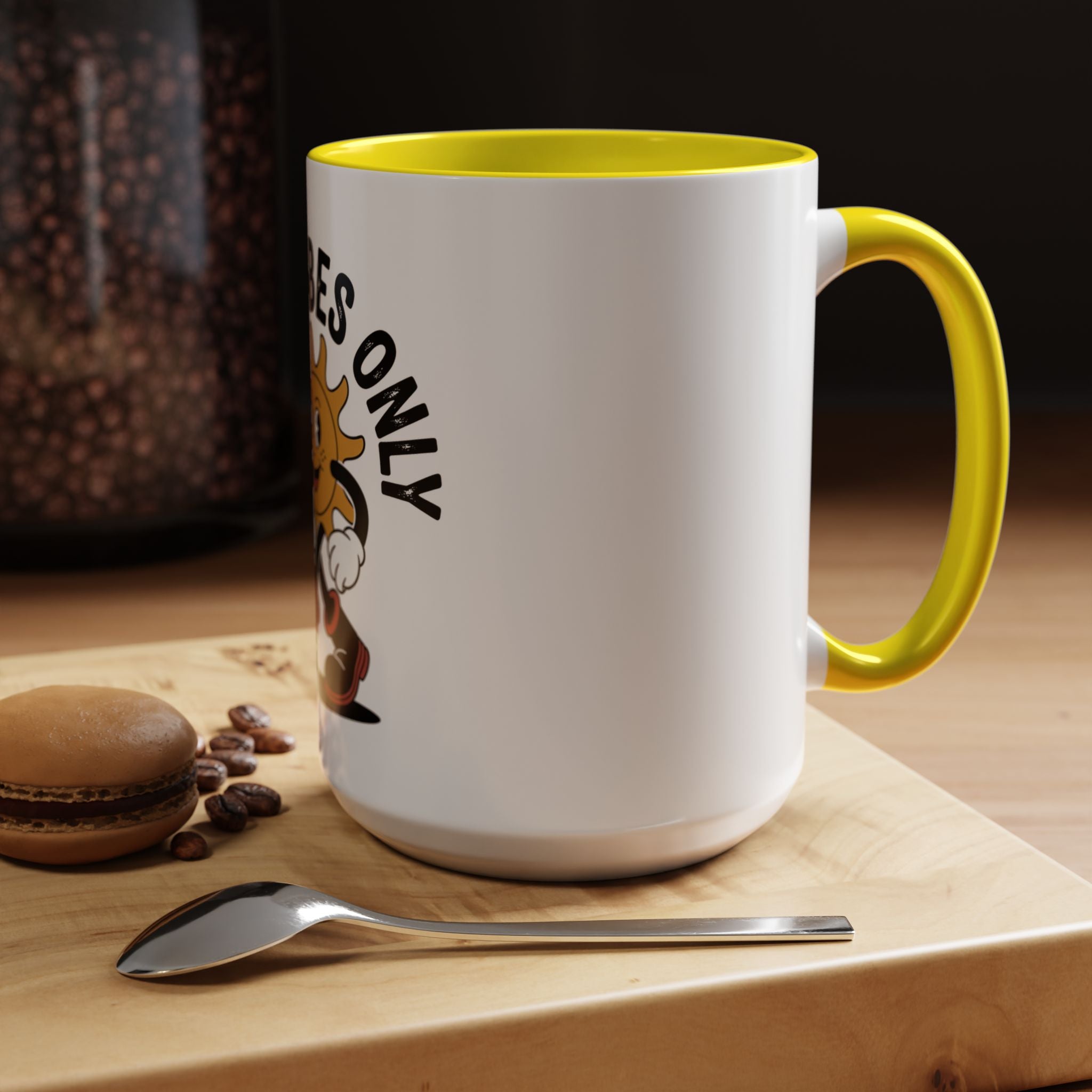 Good Vibes Only Coffee Mug - Retro Sun Cartoon Accent Mug (11/15oz)