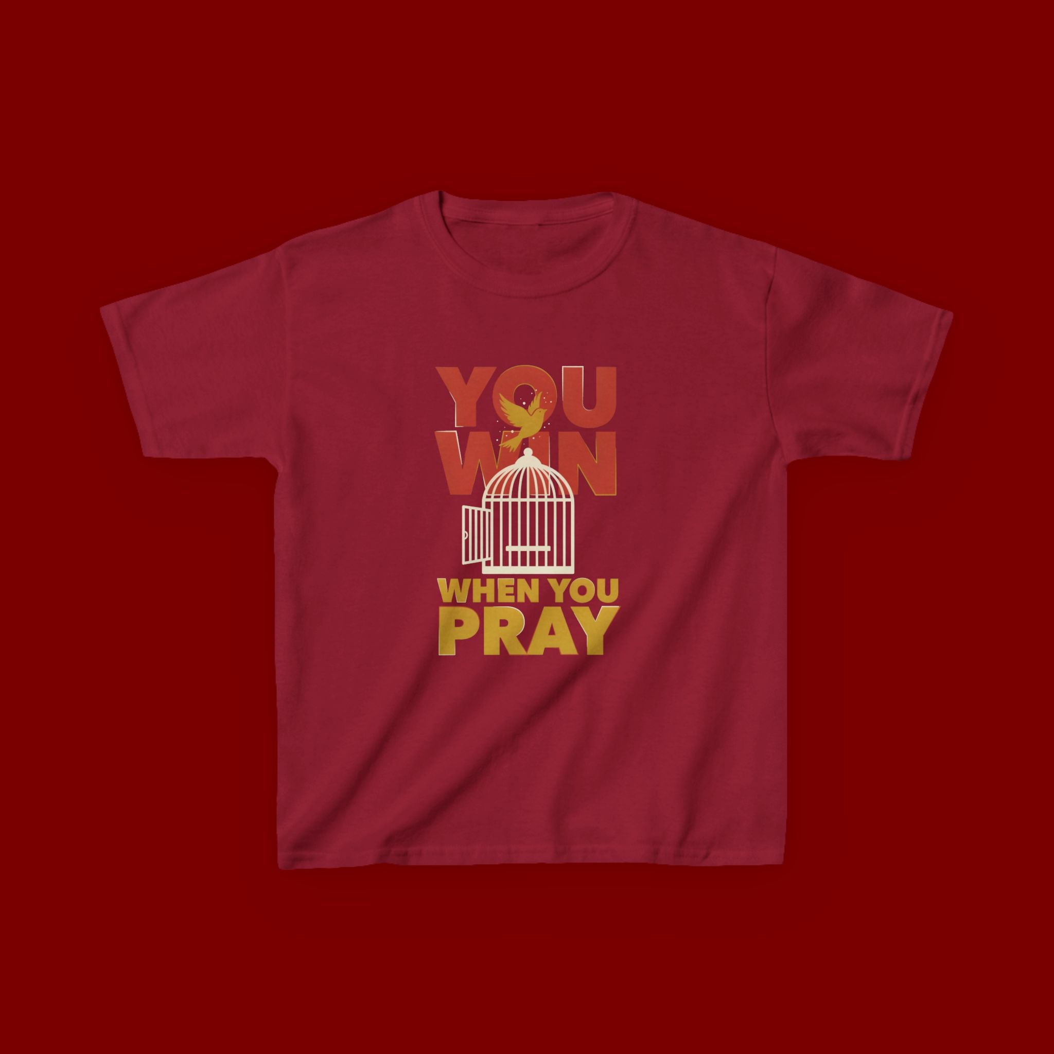 Kids Tee — "You Win When You Pray" Inspirational Christian Shirt
