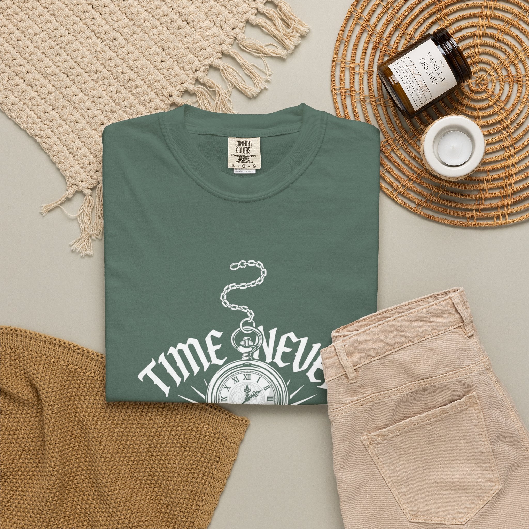 Time Never Comes Again T-Shirt — Vintage Pocket Watch Graphic Tee