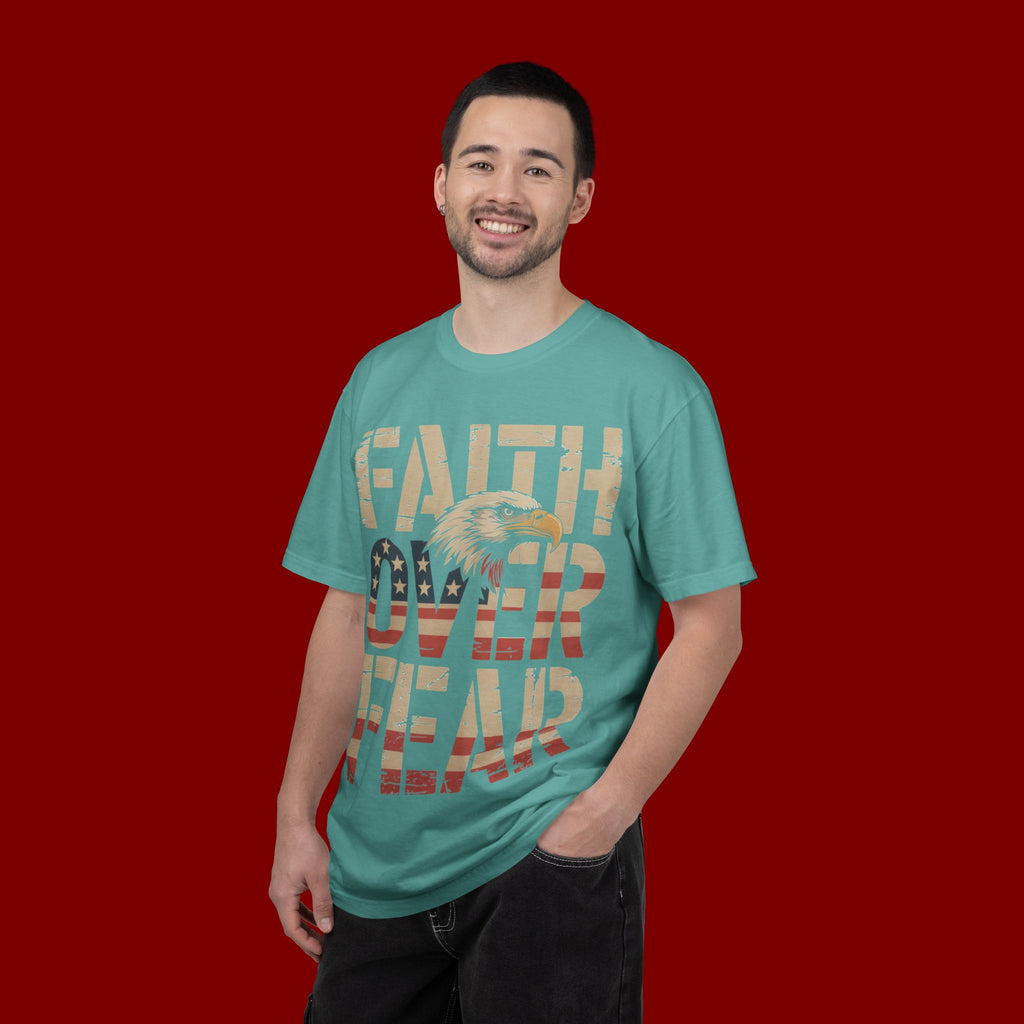 Faith Over Fear T-Shirt — Patriotic Eagle Graphic Tee