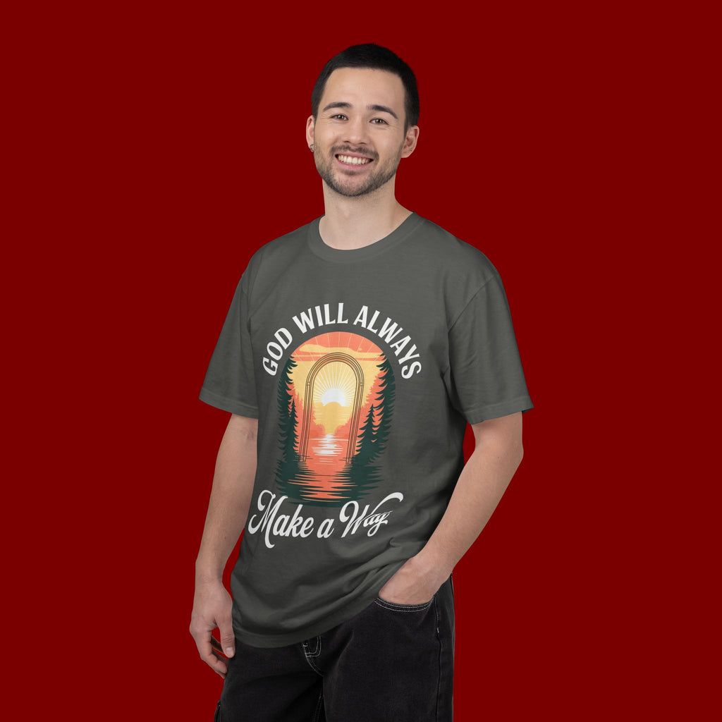 Make a Way Christian T-Shirt — 'God Will Always Make a Way' Sunset Faith Tee