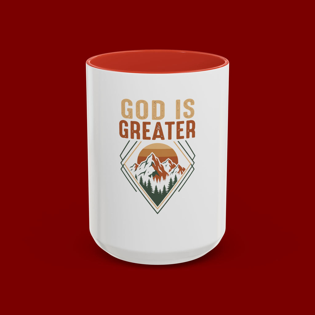 God Is Greater Mountain Coffee Mug — Inspirational Christian Accent Mug