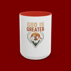God Is Greater Mountain Coffee Mug — Inspirational Christian Accent Mug