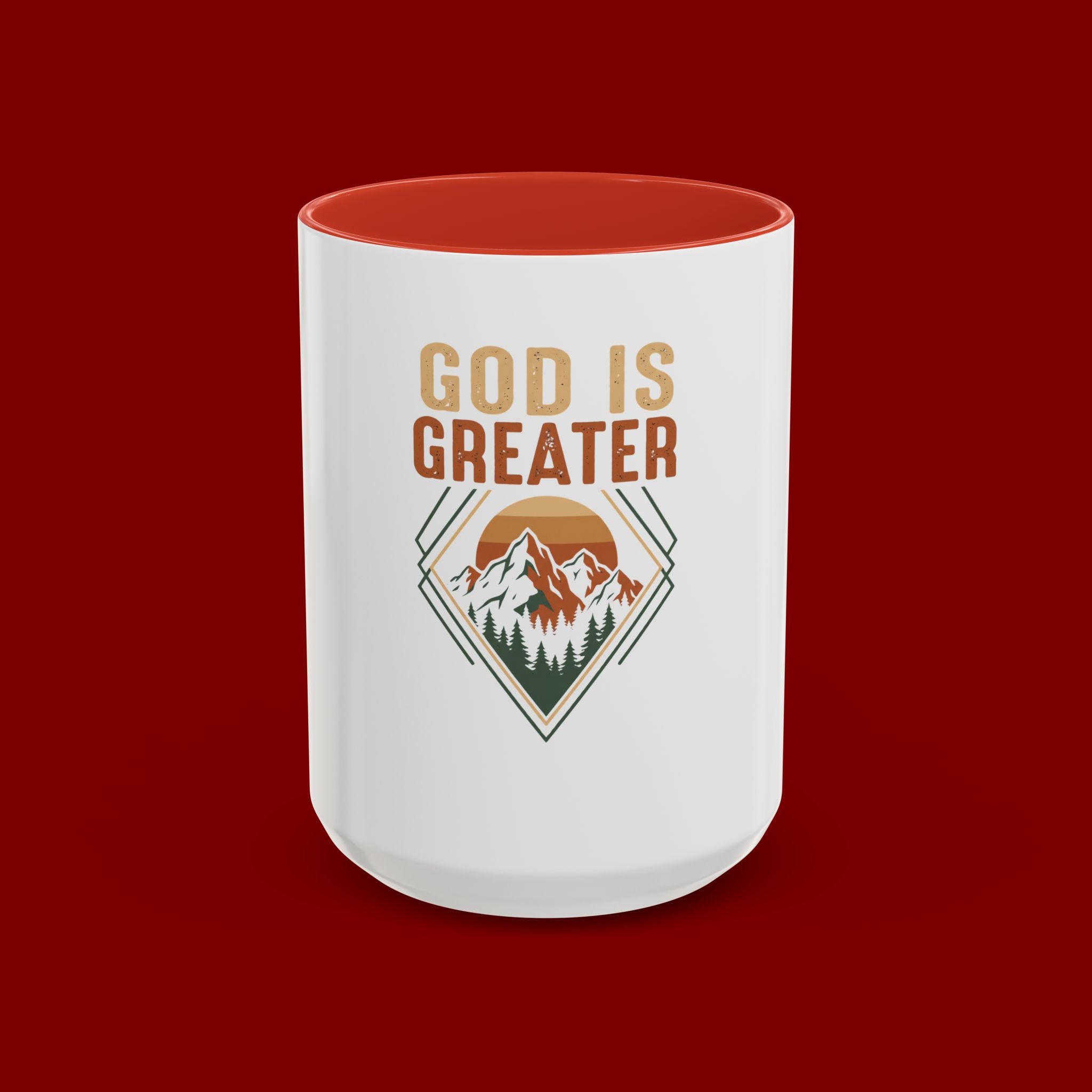 God Is Greater Mountain Coffee Mug — Inspirational Christian Accent Mug
