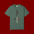 Matchstick Graphic Tee — "Time Never" Minimalist Smoky Design