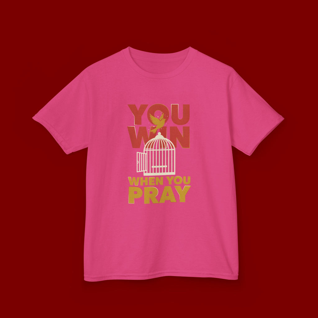 Kids Tee — "You Win When You Pray" Inspirational Christian Shirt