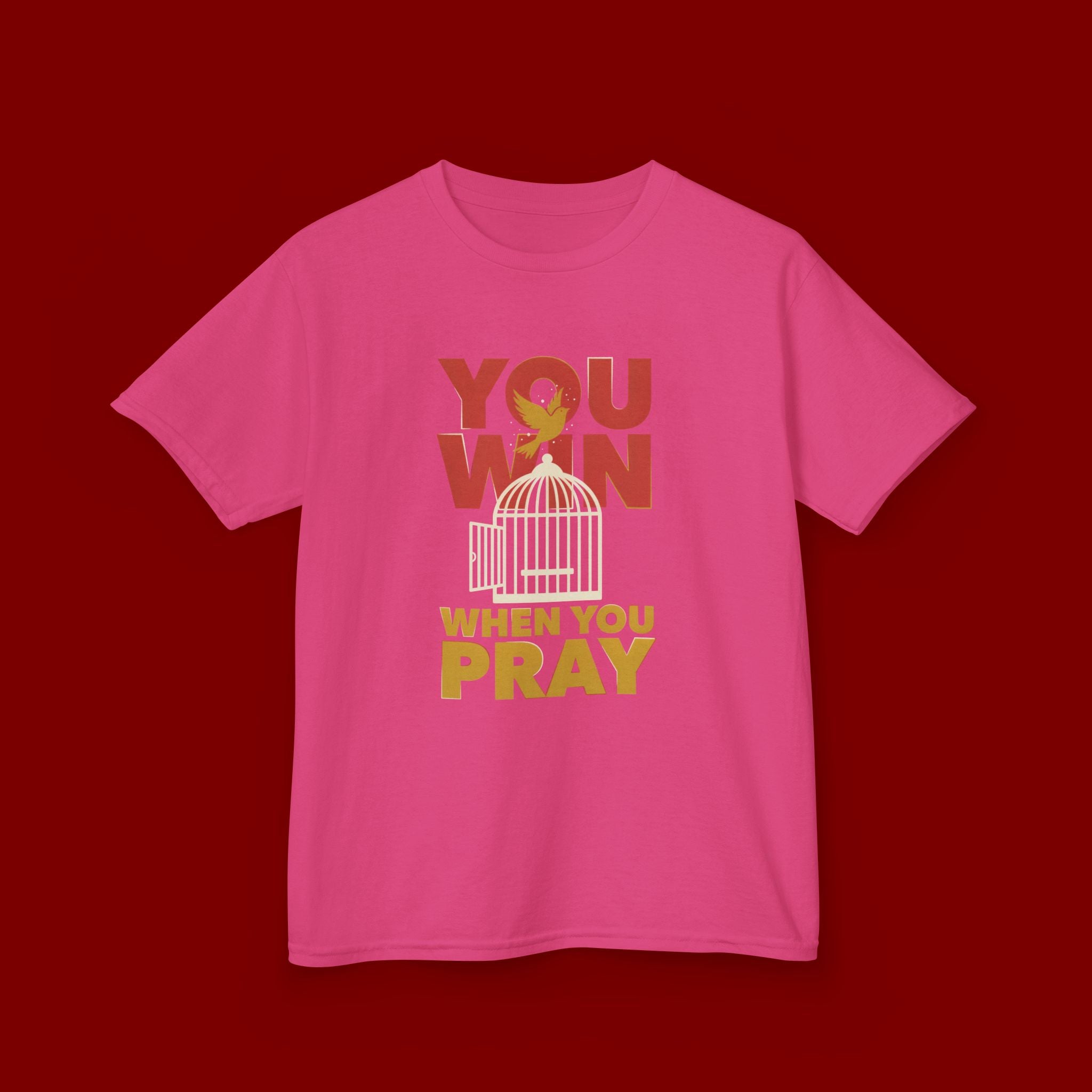 Kids Tee — "You Win When You Pray" Inspirational Christian Shirt