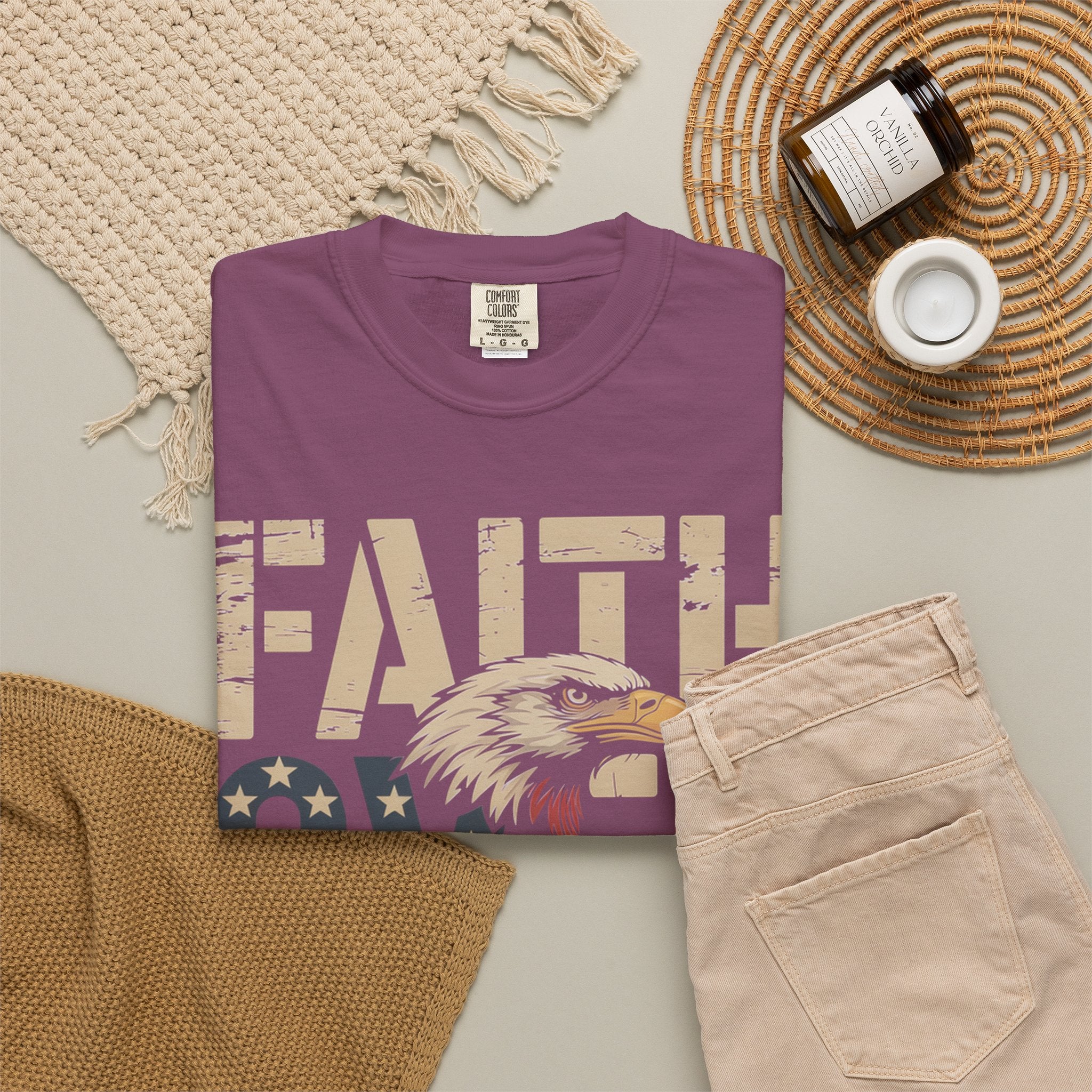 Faith Over Fear T-Shirt — Patriotic Eagle Graphic Tee