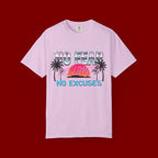 No Fear, No Excuses T-Shirt — Retro Sunset Palm Graphic Tee