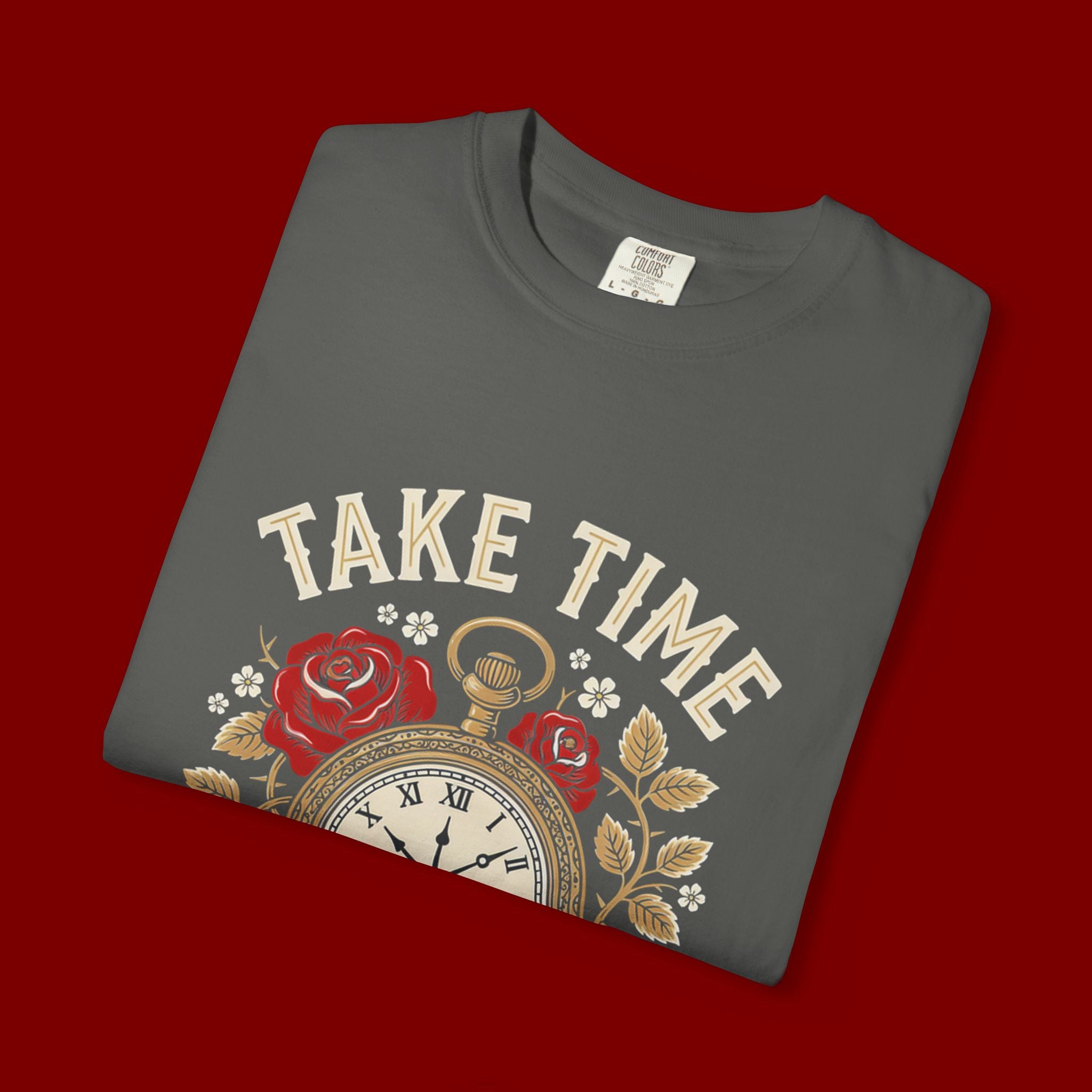 Take Time to Pray T‑Shirt — Vintage Pocket Watch & Roses Spiritual Tee