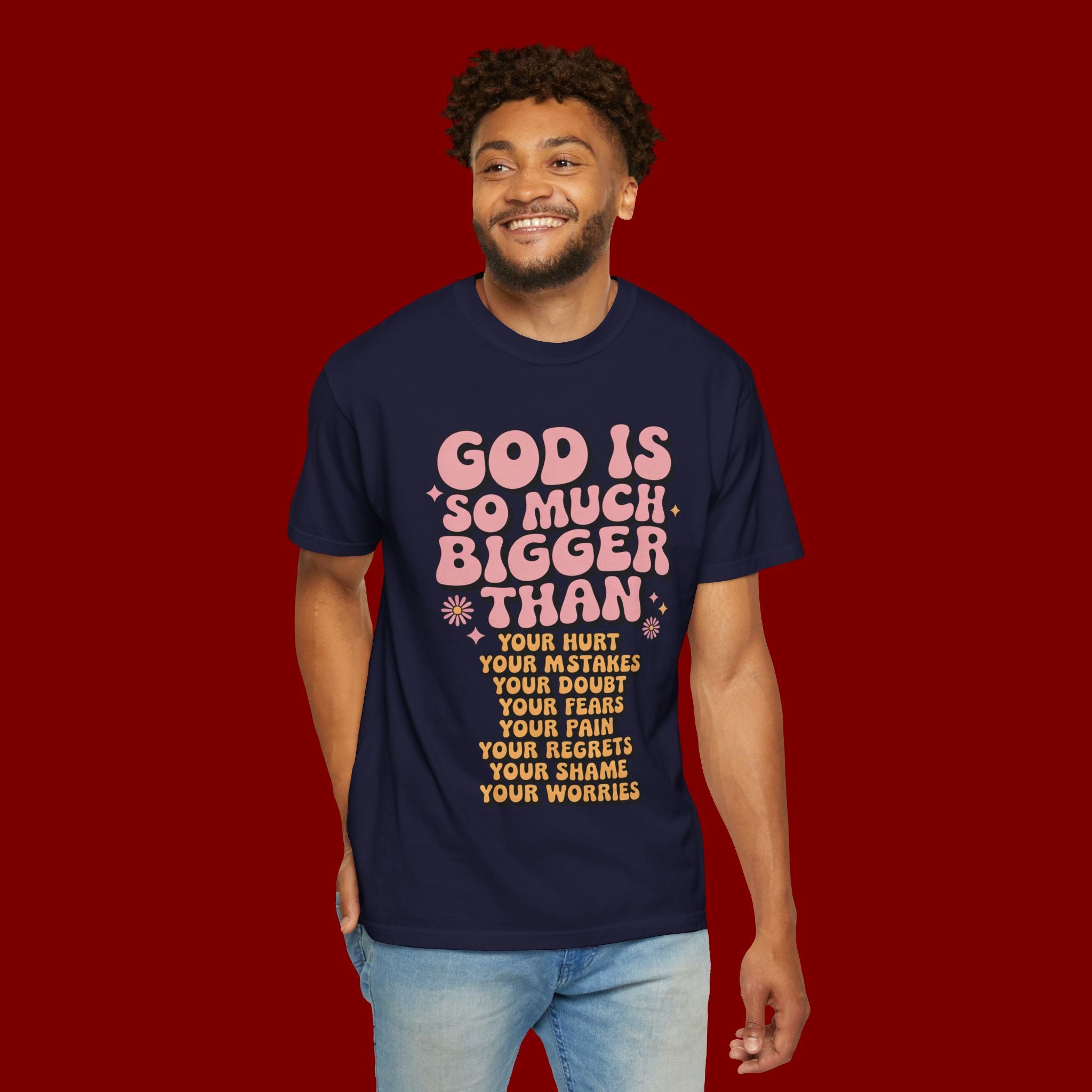 God Is So Much Bigger Tee — Retro Faith Graphic T-Shirt