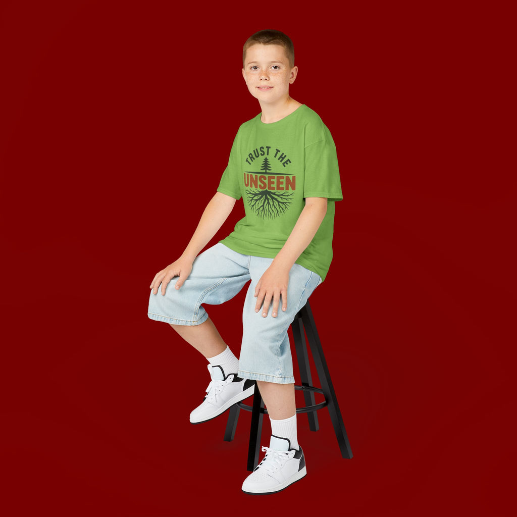 Kids T‑Shirt — "Trust the Unseen" Tree & Roots Inspirational Graphic