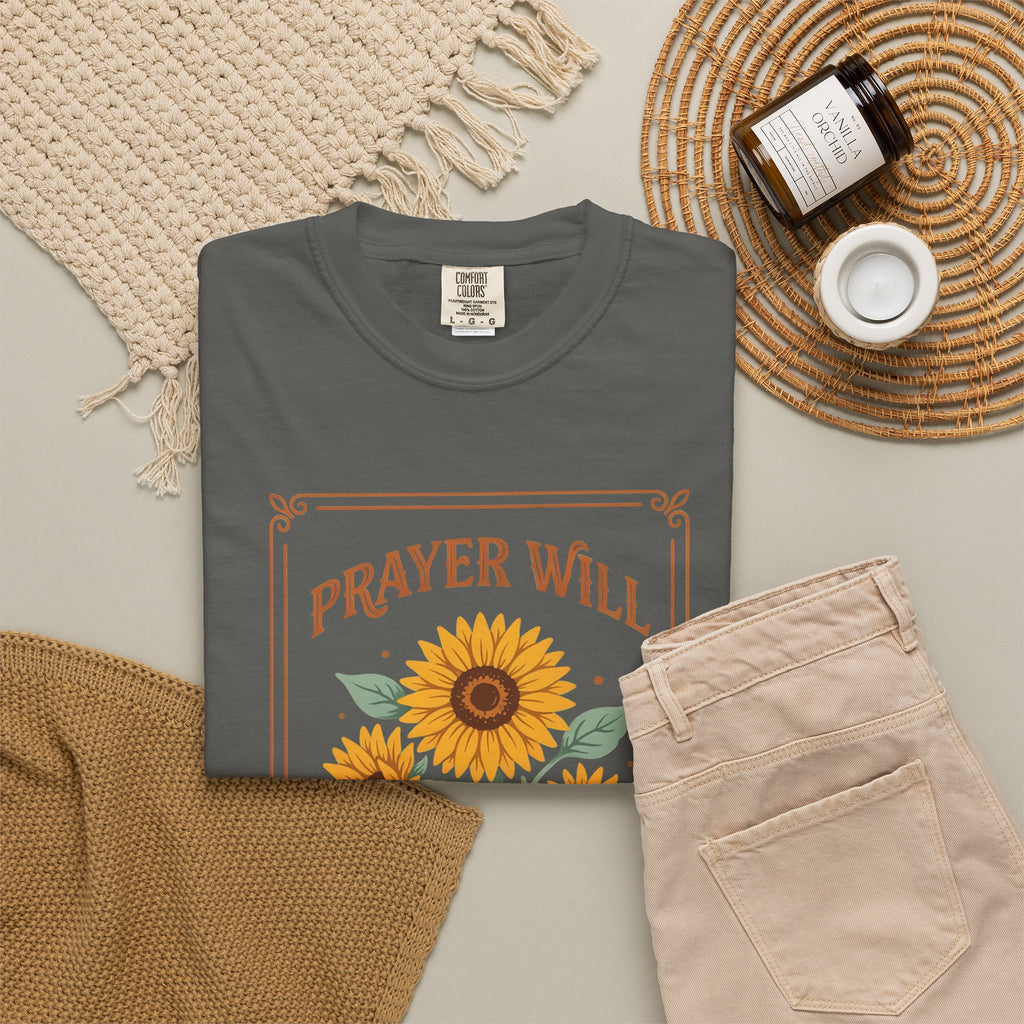 Prayer Will Change Everything T-Shirt — Sunflower Faith Graphic Tee