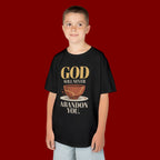 Kids Tee — "God Will Never Abandon You" Faith Graphic