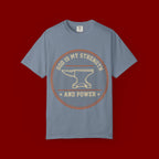 God Is My Strength T-Shirt — Christian Faith Anvil Graphic Tee