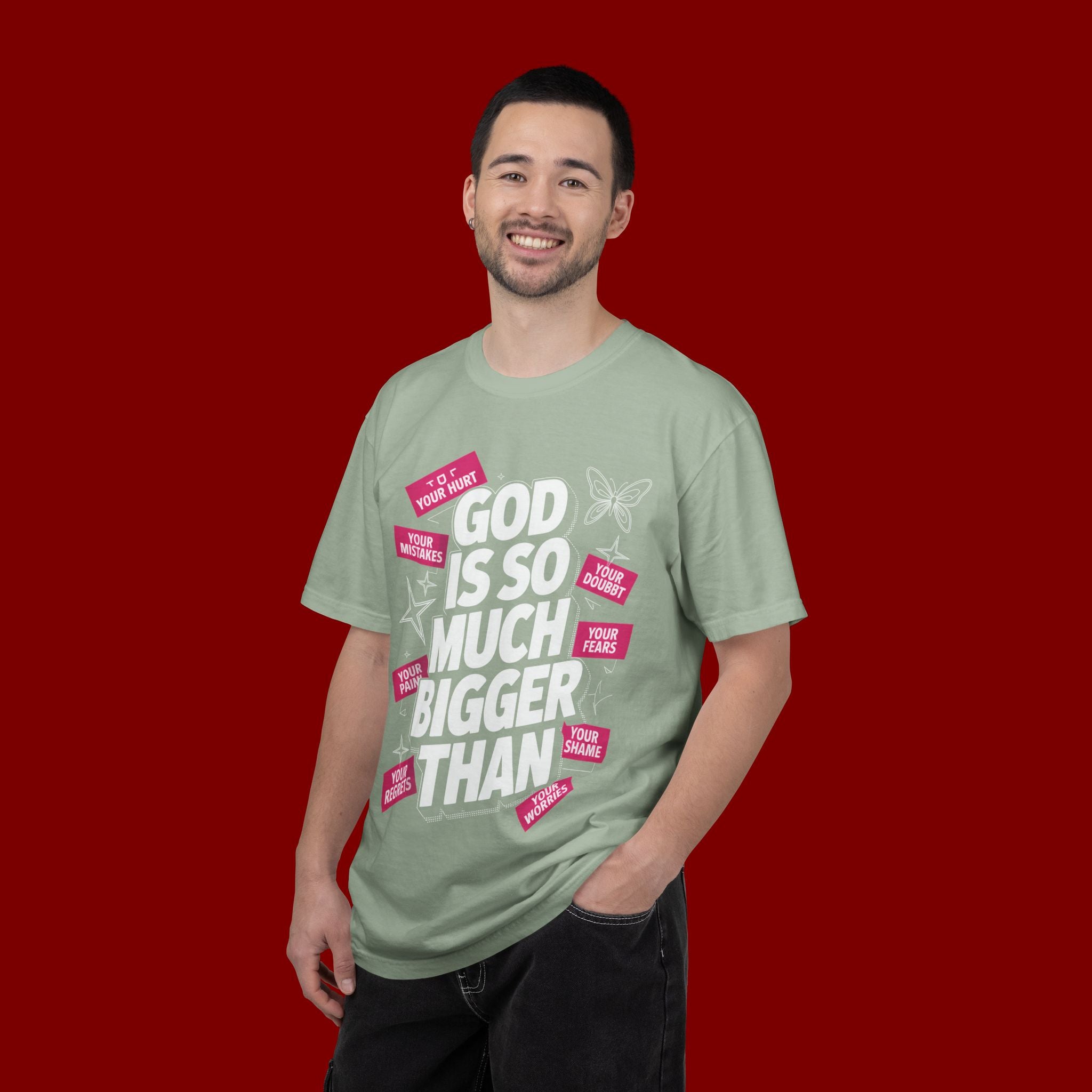 God Is So Much Bigger Than T-Shirt — Inspirational Christian Faith Graphic Tee