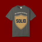 Solid Faith Shield T-Shirt — "My Faith in God Is Solid" Christian Tee