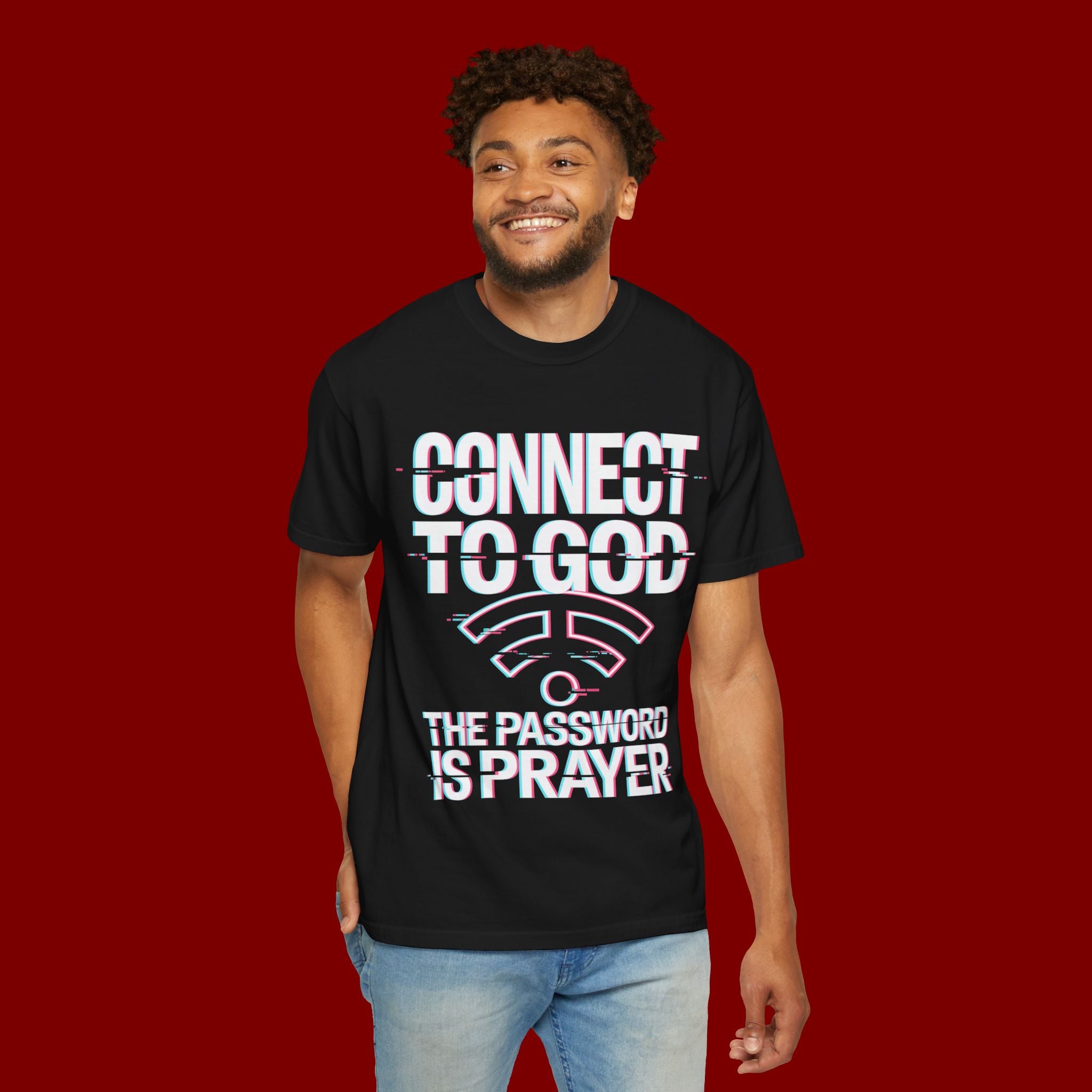 Connect to God T-Shirt — "The Password Is Prayer" Christian Faith Tee