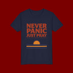 Youth Tee — "Never Panic Just Pray" Retro Sunset Kids T-Shirt