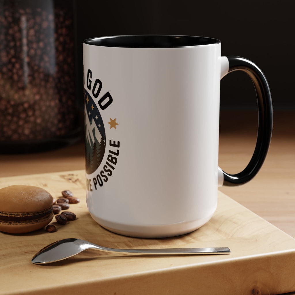 With God All Things Are Possible Accent Coffee Mug — Inspirational Faith Mountain Mug (11/15oz)