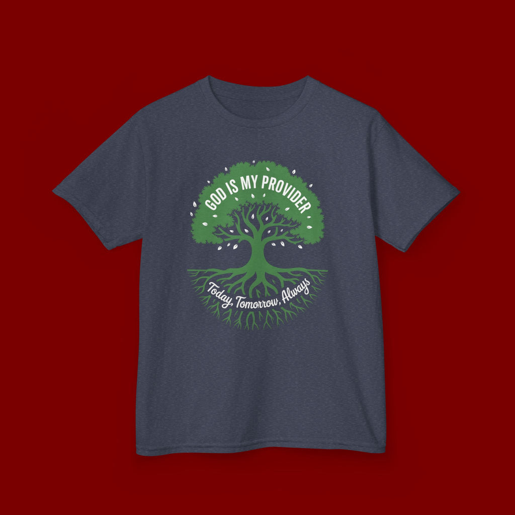 Kids Tee — "God Is My Provider" Tree of Faith Christian Shirt