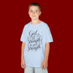 Kids T‑Shirt — "God Will Add Strength to Your Strength" Inspirational Faith Tee