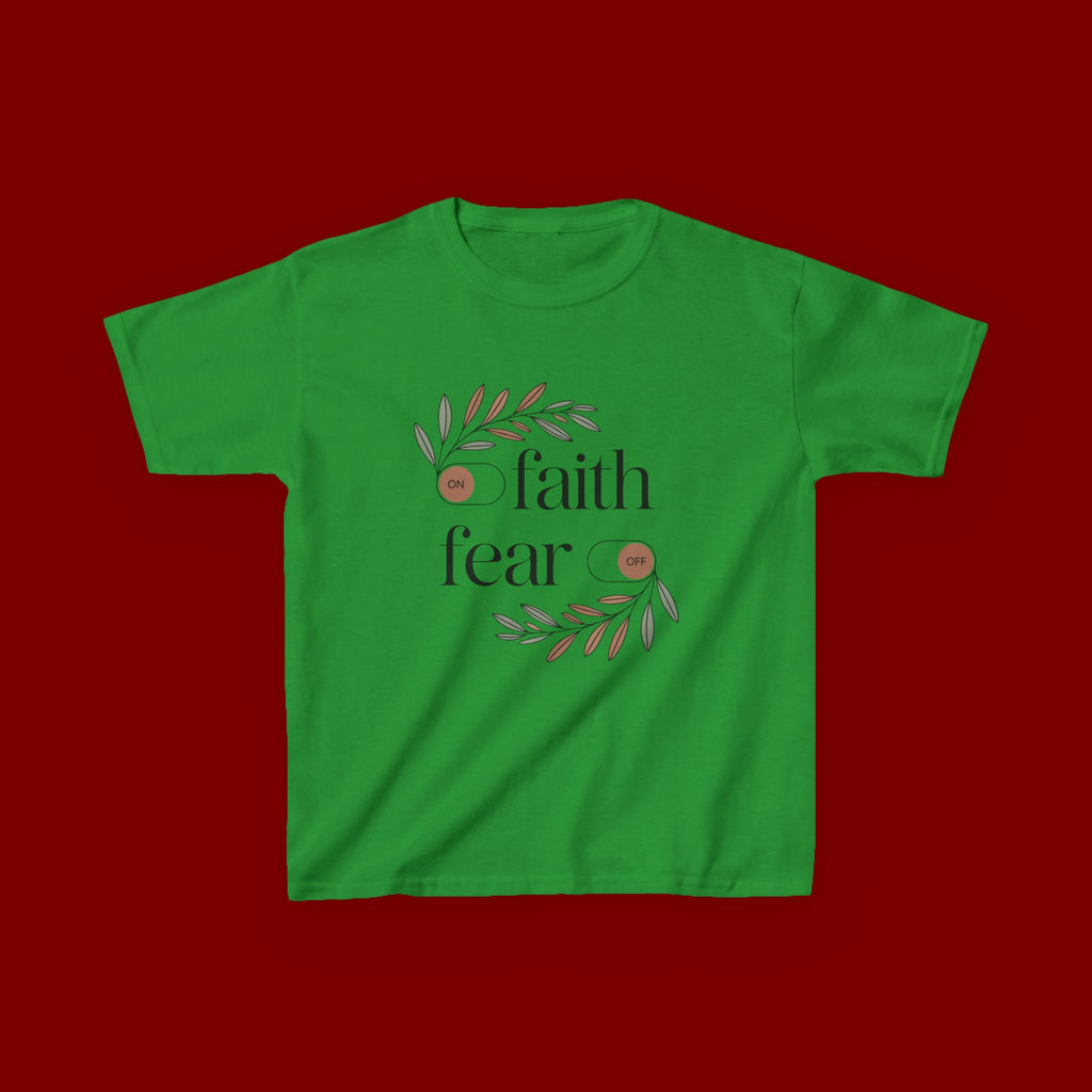 Faith Over Fear Kids T‑Shirt — Floral Inspirational Tee for Boys & Girls