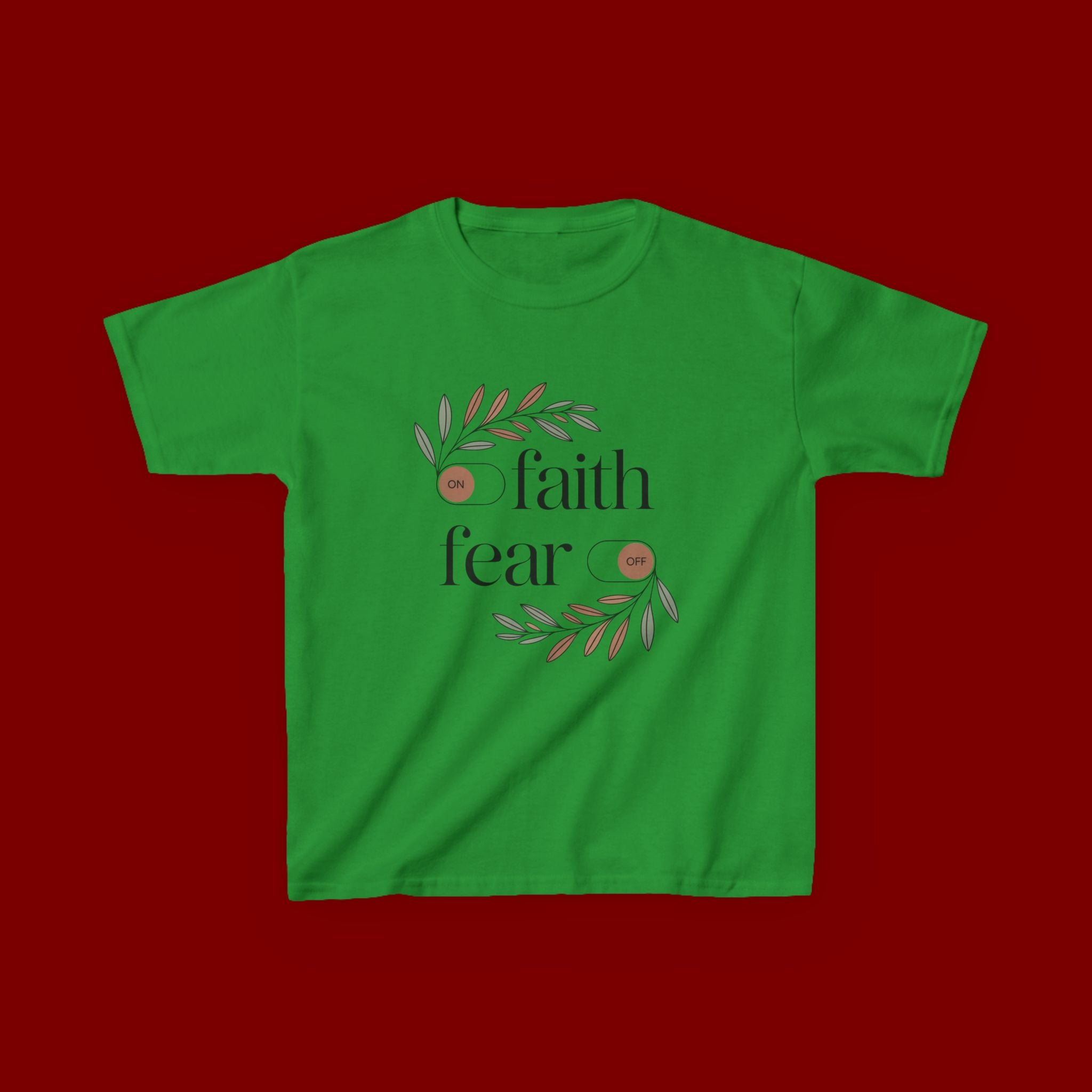 Faith Over Fear Kids T‑Shirt — Floral Inspirational Tee for Boys & Girls