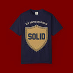 Solid Faith Shield T-Shirt — "My Faith in God Is Solid" Christian Tee