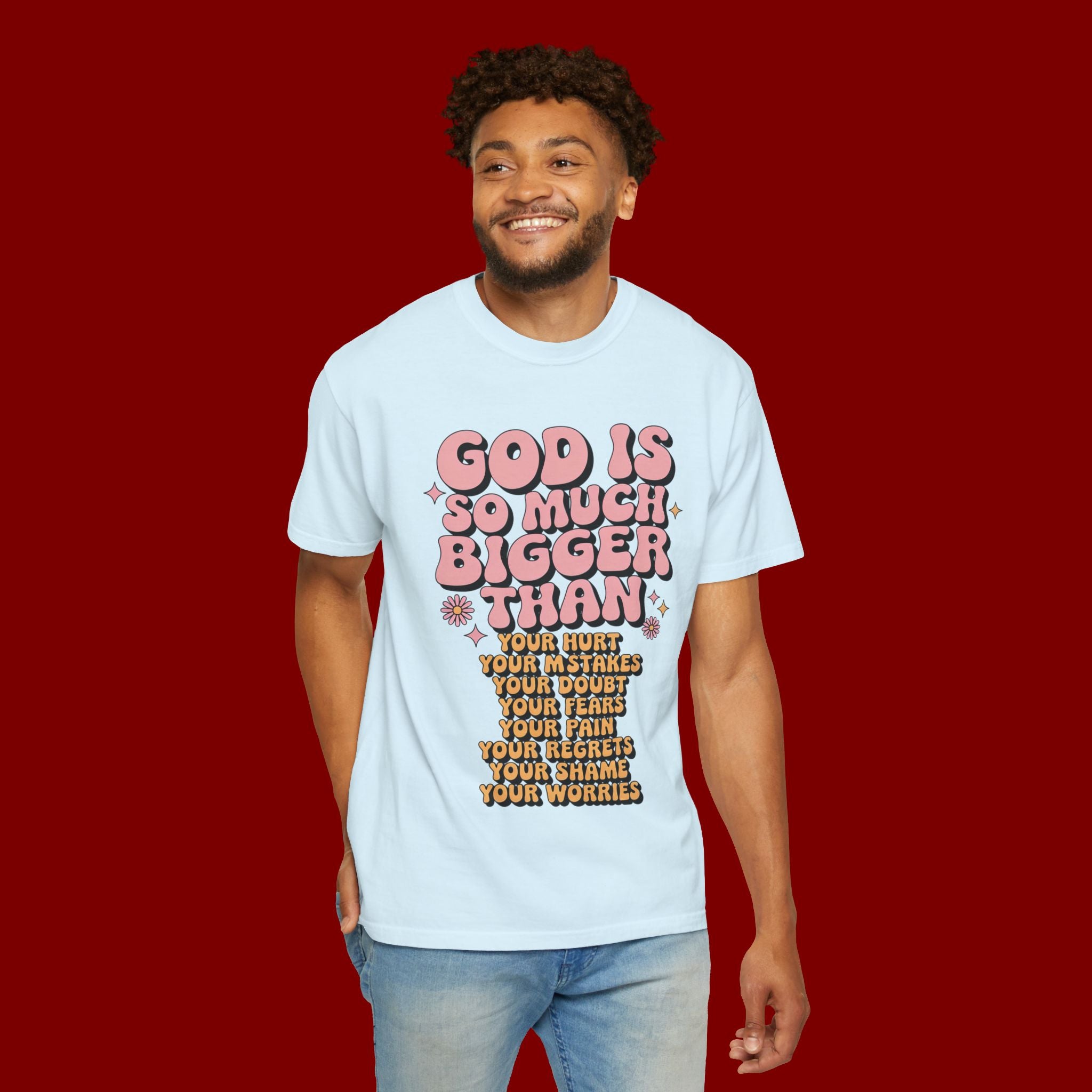 God Is So Much Bigger Tee — Retro Faith Graphic T-Shirt