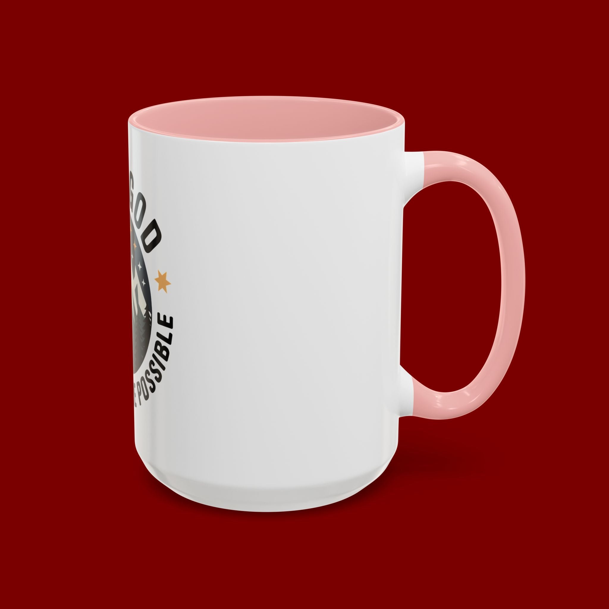 With God All Things Are Possible Accent Coffee Mug — Inspirational Faith Mountain Mug (11/15oz)