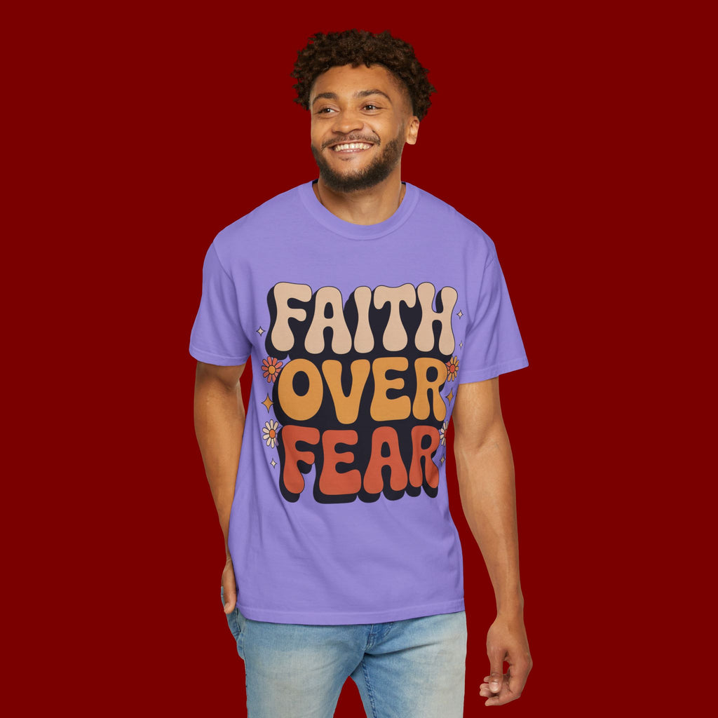 Faith Over Fear T‑Shirt — Retro Floral Inspirational Tee