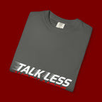 Work More Graphic T-Shirt — Bold Red Minimalist Slogan Tee