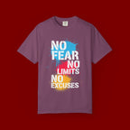 No Fear No Limits No Excuses T-Shirt — Motivational Graphic Tee