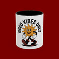 Good Vibes Only Coffee Mug - Retro Sun Cartoon Accent Mug (11/15oz)